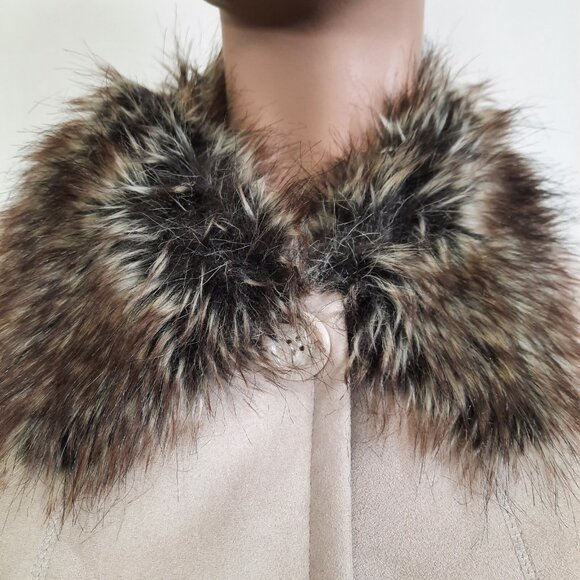 Vintage Penny Lane Coat 90s Y2K Beige Faux Fur Faux Suede Full length Size M - Picture 2 of 12